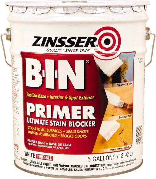 Rust-Oleum - 5 Gal White Shellac Primer - 1000 Sq Ft Coverage, 540 gL Content, Quick Drying, Interior/Exterior - Benchmark Tooling