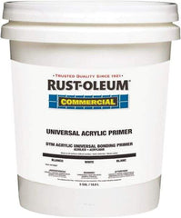 Rust-Oleum - 5 Gal White Water-Based Acrylic Enamel Primer - 350 to 450 Sq Ft Coverage, <100 gL Content, Quick Drying, Interior/Exterior - Benchmark Tooling