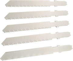 Disston - 5 Piece, 3" to 3" Long, 10-14 to 24 Teeth per Inch, Bi-Metal Jig Saw Blade Set - Toothed Edge, U-Shank - Benchmark Tooling