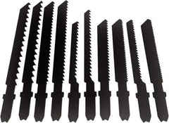 Disston - 10 Piece, 2-3/4" to 3-1/2" Long, 6 to 14 Teeth per Inch, High Speed Steel and Carbon Jig Saw Blade Set - Toothed Edge, U-Shank - Benchmark Tooling