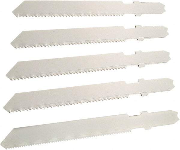 Disston - 5 Piece, 2-3/4" to 3-1/2" Long, 6 to 14 Teeth per Inch, Carbon Jig Saw Blade Set - Toothed Edge, U-Shank - Benchmark Tooling