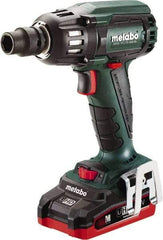 Metabo - 1/2" Drive 18 Volt Pistol Grip Cordless Impact Wrench & Ratchet - 2,150 RPM, 0 to 4,250 BPM, 295 Ft/Lb Torque, 2 Lithium-Ion Batteries Included - Benchmark Tooling