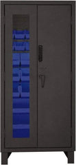 Durham - 30 Bin Locking Storage Cabinet - Steel, 36" Wide x 24" Deep x 78" High, Blue - Benchmark Tooling