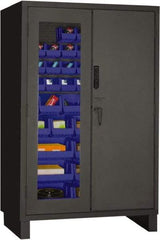 Durham - 42 Bin Locking Storage Cabinet - Steel, 48" Wide x 24" Deep x 78" High, Blue - Benchmark Tooling