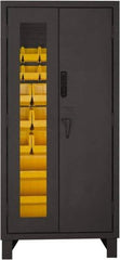 Durham - 30 Bin Locking Storage Cabinet - Steel, 36" Wide x 24" Deep x 78" High, Yellow - Benchmark Tooling