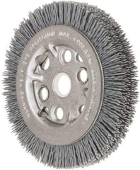 Weiler - 4-1/4" OD, 5/8" Arbor Hole, Crimped Nylon Wheel Brush - 3/4" Face Width, 5/8" Trim Length, 0.035" Filament Diam, 6,000 RPM - Benchmark Tooling