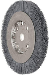 Weiler - 6" OD, 5/8" Arbor Hole, Crimped Nylon Wheel Brush - 5/8" Face Width, 7/8" Trim Length, 0.022" Filament Diam, 4,500 RPM - Benchmark Tooling