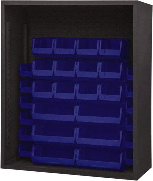 Durham - 30 Bin Enclosed Shelving - 48 Inch Overall Width x 24 Inch Overall Depth x 48 Inch Overall Height, Blue Polyethylene Bins - Benchmark Tooling