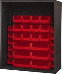 Durham - 30 Bin Enclosed Shelving - 48 Inch Overall Width x 24 Inch Overall Depth x 48 Inch Overall Height, Red Polyethylene Bins - Benchmark Tooling