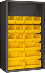 Durham - 18 Bin Enclosed Shelving - 36 Inch Overall Width x 18 Inch Overall Depth x 60 Inch Overall Height, Yellow Polyethylene Bins - Benchmark Tooling