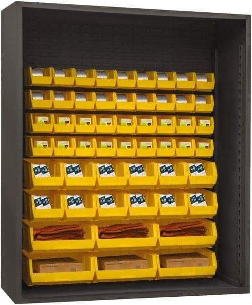 Durham - 54 Bin Enclosed Shelving - 60 Inch Overall Width x 24 Inch Overall Depth x 60 Inch Overall Height, Yellow Polyethylene Bins - Benchmark Tooling