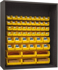 Durham - 54 Bin Enclosed Shelving - 60 Inch Overall Width x 24 Inch Overall Depth x 60 Inch Overall Height, Yellow Polyethylene Bins - Benchmark Tooling