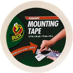 Duck - 3/4" x 36 Yd Acrylic Adhesive Double Sided Tape - 2.6 mil Thick, White, Vinyl Foam Liner, Series DUC - Benchmark Tooling