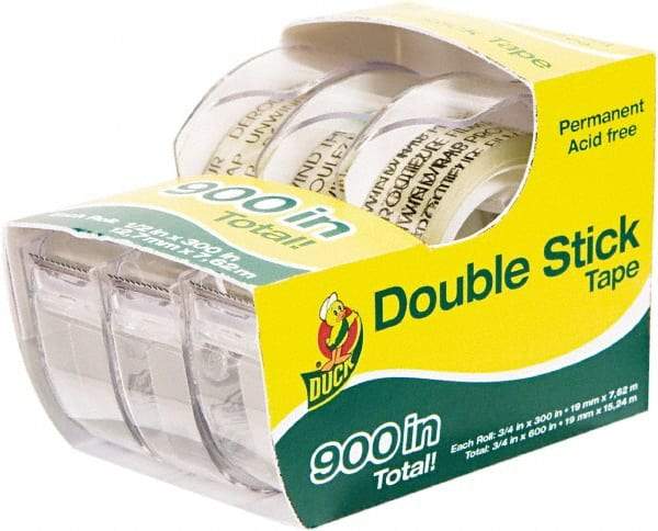 Duck - 1/2" x 25' Acrylic Adhesive Double Sided Tape - 6 mil Thick, Clear, Polypropylene Film Liner, Series DUC - Benchmark Tooling