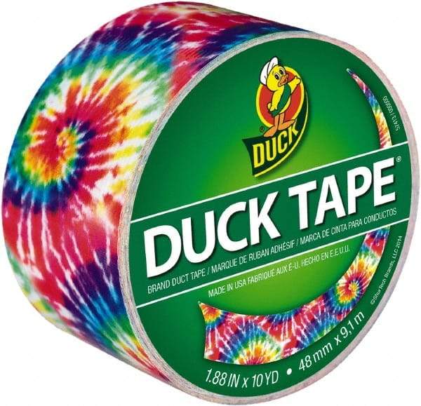 Duck - 1-7/8" x 10 Yds Tie Dye Duct Tape - 9 mil, Rubber Adhesive, Vinyl Backing, 22 Lb/ln Tensile Strength, Series DUC - Benchmark Tooling