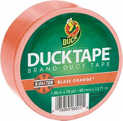 Duck - 1-7/8" x 15 Yds Orange Duct Tape - 9 mil, Rubber Adhesive, Vinyl Backing, 22 Lb/ln Tensile Strength, Series DUC - Benchmark Tooling