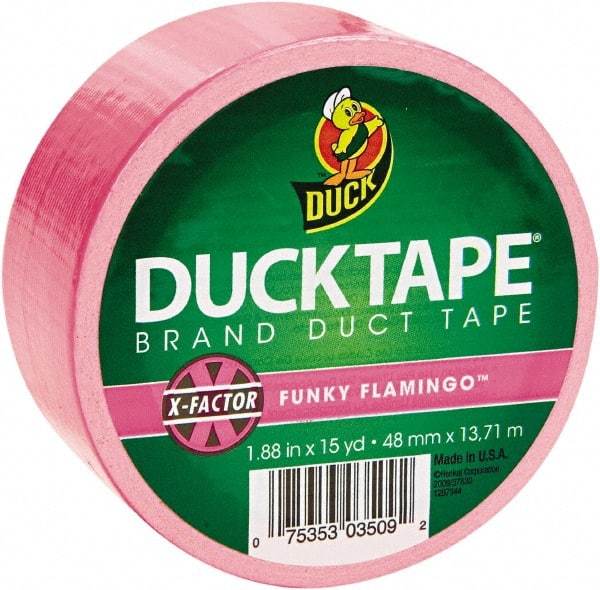 Duck - 1-7/8" x 15 Yds Pink Duct Tape - 9 mil, Rubber Adhesive, Vinyl Backing, 22 Lb/ln Tensile Strength, Series DUC - Benchmark Tooling