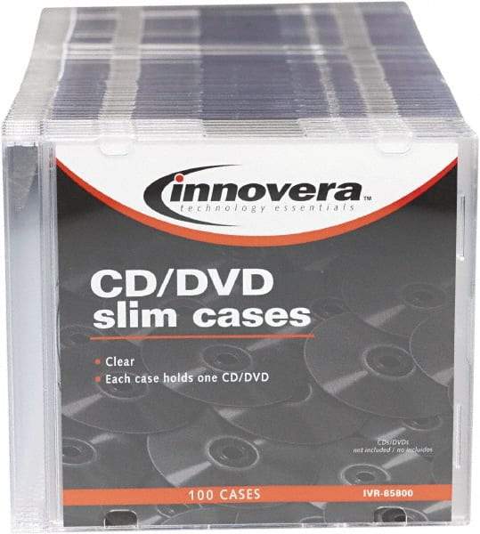 innovera - 1 Compartment, 4-7/8 Inch Wide x 1/4 Inch Deep x 5-5/8 Inch High, CD/DVD Storage Case - Polystyrene, Clear - Benchmark Tooling