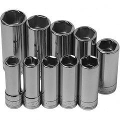 SK - 3/8" Drive Deep Socket Set - 10 to 19mm, Metric Measurement Standard - Benchmark Tooling