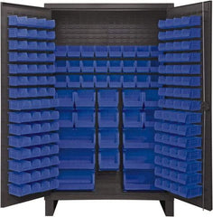 Durham - 162 Bin Storage Cabinet - Steel, 48" Wide x 24" Deep x 78" High, Blue - Benchmark Tooling