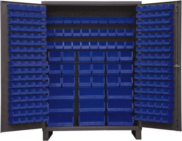 Durham - 227 Bin Storage Cabinet - Steel, 60" Wide x 24" Deep x 84" High, Blue - Benchmark Tooling