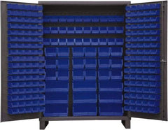 Durham - 227 Bin Storage Cabinet - Steel, 60" Wide x 24" Deep x 84" High, Blue - Benchmark Tooling