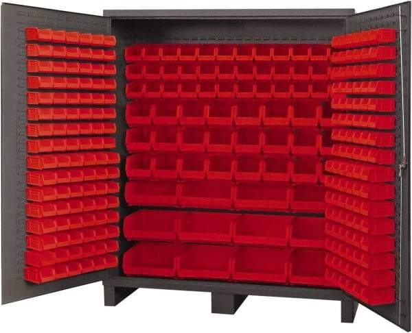 Durham - 264 Bin Storage Cabinet - Steel, 72" Wide x 24" Deep x 84" High, Red - Benchmark Tooling