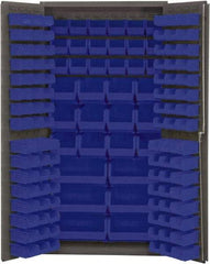 Durham - 132 Bin Storage Cabinet - Steel, 36" Wide x 24" Deep x 72" High, Blue - Benchmark Tooling