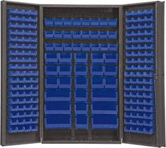 Durham - 192 Bin Storage Cabinet - Steel, 48" Wide x 24" Deep x 84" High, Blue - Benchmark Tooling