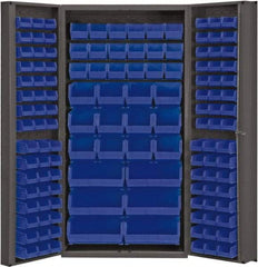 Durham - 132 Bin Storage Cabinet - Steel, 36" Wide x 24" Deep x 72" High, Blue - Benchmark Tooling