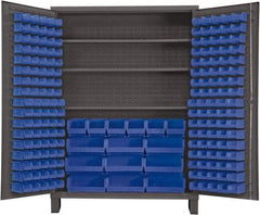 Durham - 3 Shelf 185 Bin Storage Cabinet - Steel, 60" Wide x 24" Deep x 84" High, Blue - Benchmark Tooling