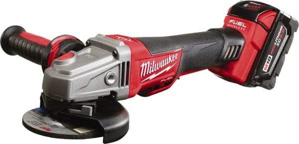 Milwaukee Tool - 4-1/2" Wheel Diam, 8,500 RPM, Cordless Angle & Disc Grinder - 18 Volts - Benchmark Tooling