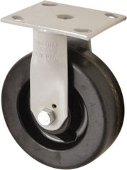 Fairbanks - 6" Diam x 2" Wide x 7-1/2" OAH Top Plate Mount Rigid Caster - Polyolefin, 650 Lb Capacity, Plains Bearing, 4 x 4-1/2" Plate - Benchmark Tooling