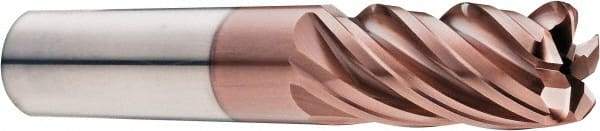 SGS - 3/4" Diam, Variable Pitch, 1-1/2" LOC, 5 Flute Solid Carbide 0.03" Corner Radius Roughing End Mill - Ti-NAMITE-M Finish, 4" OAL, 3/4" Shank Diam, Single End, 37° Helix - Benchmark Tooling