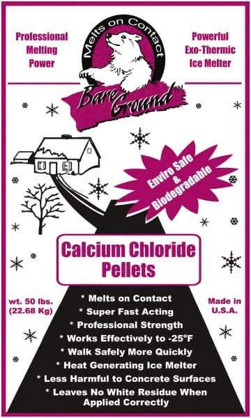 Bare Ground Solutions - 50 Lb Bag Calcium Chloride Pellets - Effective to -20°F - Benchmark Tooling