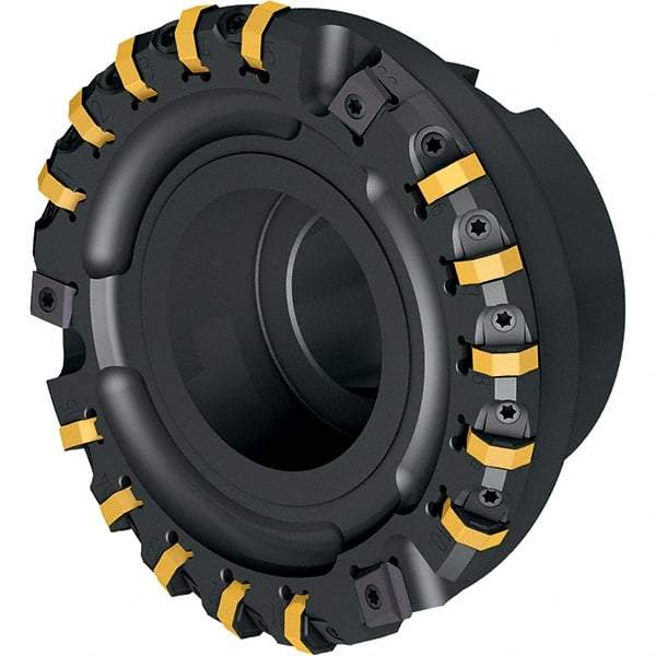 Walter - 21 Inserts, 159.99mm Cut Diam, 40.01mm Arbor Diam, 8.41mm Max Depth of Cut, Indexable Square-Shoulder Face Mill - 90° Lead Angle, 62.99mm High, OHNF050408. Insert Compatibility, Through Coolant, Series M2025 - Benchmark Tooling