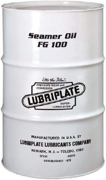 Lubriplate - 55 Gal Drum Mineral Seamer Oil - SAE 30, ISO 100, 109 cSt at 40°C & 12 cSt at 100°C, Food Grade - Benchmark Tooling