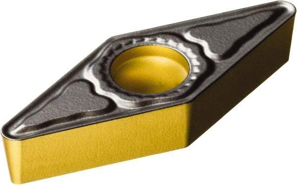 Sandvik Coromant - VCMT221 PM Grade 4325 Carbide Turning Insert - TiCN/AI2O3/TiN Finish, 35° Diamond, 1/4" Inscr Circle, 1/8" Thick, 1/64" Corner Radius - Benchmark Tooling