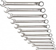 Proto - 11 Piece, 3/8" to 1", 12 Point Combination Wrench Set - Inch Measurement Standard, Full Polish Chrome Finish, Comes in Tool Roll - Benchmark Tooling