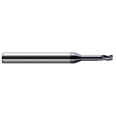 Corner Radius End Mill: 1/8″ Dia, 3/16″ LOC, 0.04″ Radius, 3 Flutes, Solid Carbide 2-1/2″ OAL, 1/8″ Shank Dia, 30 ° Helix, AlTiN Coated, Corner Radius End