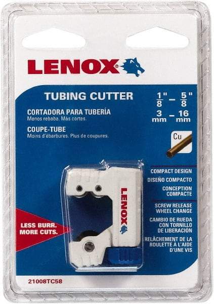 Lenox - 1/8" to 5/8" Pipe Capacity, Tube Cutter - Cuts Copper - Benchmark Tooling