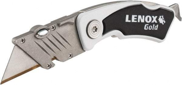 Lenox - Fixed Folding Utility Knife - White Metal Handle, 1 Blade Included - Benchmark Tooling