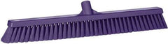 Vikan - 24" Fine Particle Synthetic Push Broom - 2" Bristle Length, Plastic Block, European Threaded Handle Connection - Benchmark Tooling