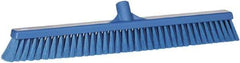 Vikan - 24" Fine Particle Synthetic Push Broom - 2" Bristle Length, Plastic Block, European Threaded Handle Connection - Benchmark Tooling