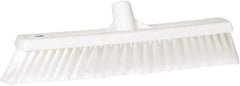 Vikan - 16" Fine Particle Synthetic Push Broom - 2" Bristle Length, Plastic Block, European Threaded Handle Connection - Benchmark Tooling