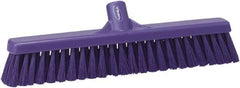 Vikan - 16" Fine Particle Synthetic Push Broom - 2" Bristle Length, Plastic Block, European Threaded Handle Connection - Benchmark Tooling