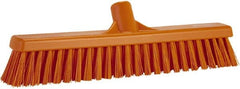 Vikan - 16" Combo Duty Synthetic Push Broom - 2" Bristle Length, Plastic Block, European Threaded Handle Connection - Benchmark Tooling