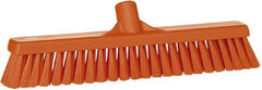 Vikan - 16" Fine Particle Synthetic Push Broom - 2" Bristle Length, Plastic Block, European Threaded Handle Connection - Benchmark Tooling