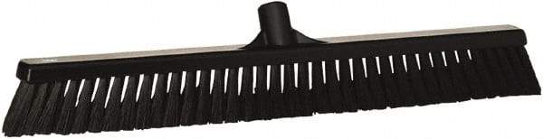 Vikan - 24" Fine Particle Synthetic Push Broom - 4" Bristle Length, Plastic Block, European Threaded Handle Connection - Benchmark Tooling