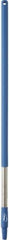 Vikan - 39-1/2 x 1-1/4" Stainless Steel Squeegee Handle - European Threaded Connection, Blue - Benchmark Tooling